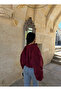 Burgundy Balloon Sleeve Suede Bomber Jacket - 4