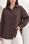 Women's Brown Striped Oversize Premium Quality Shirt - 2