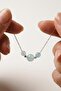 Aquamarine Stone Steel Necklace - Three Balls - 5