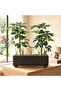 صندوق للنباتات مع وعاء بلاستيكي، تصميم أنيق - أسود - 60x30x85 سم - 2
