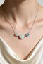 Aquamarine Stone Steel Necklace - Three Balls
