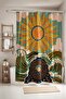 Yellow Sun and Zodiac Signs Patterned Shower Curtain, Bathtub Curtain 175X200Cm - 2