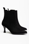 Toronto Black Suede Pointed Toe Women's Heeled Boots - 5