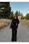 Black Shoulder Padded Belted Jumpsuit - 3