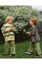 Children's Top and Bottom Set Green Striped Sweatshirt and Ribbed Trousers Set - 5