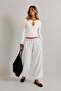 Women's Lace-Up Low-Cut Collar Draped Long Sleeve Stretchy Stylish Blouse - 3