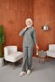 Flower Embroidered Angora Textured Knitwear Trouser Suit Anka261044 - 2