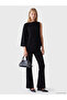 Lcw Black Boat Neck Textured Asymmetrical Cut Blouse