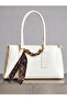 Women's shoulder bag with scarf and chain accessories