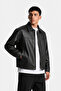 New Now Men's Black Leather Jacket Comfortable Fit Zippered Leather Jacket - 2
