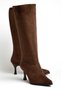 Vicenza Brown Suede Pointed Toe Women's Heeled Boots - 4