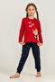 Mother&Daughter Long Sleeve Christmas Themed Red Pajama Set (Mother and Child Sold Separately) (with Socks as a Gift) - 2