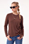 Women's Crew Neck Long Sleeve Basic Blouse Relaxed Fit Casual Top - 5