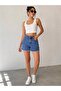High Waist Tassel Detailed Denim Shorts