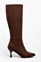 Opole Brown Suede Pointed Toe Women's Heeled Boots