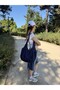 Jo Bag Large Volume 4-Pocket Navy Blue Striped Ribbon Detailed Shoulder Bag - 2