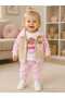 Baby Girl Love Teddy Bear Embroidered Baby Collar Jacket Cotton 3-Piece Set - 6