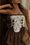 Imported Fabric Patterned Premium Tie-Up Corset - 3