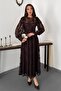 Brown ruched dress with lace - 2