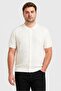 Men Regular Fit Knitted Short Sleeve Cardigan, White
