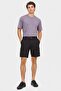 Men Solid Cargo Shorts, Black - 2