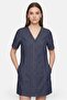 Women Solid Denim Mini Dress, Blue - 2