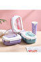 Bento Lunch Box Water Cup Set for Kids,1000ml Bento Lunch Box Set with 400ml Water Bottle, 4 Compartments Portions Lunchbox with Tableware and Sauce Containers Turquoise - 6