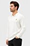 Men Regular Fit Embroidered Logo Long Sleeve Polo Shirt, Off White - 3