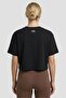 Women Loose Fit Short Sleeve Outdoor Crop Top, Black - 4
