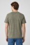 Men Crew Neck Short Sleeve Washed T-Shirt, Olive - 4