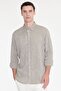 Men's Khaki Cotton Linen Comfort Fit Button down Collar Dobby Shirt - 4