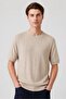 Men Ribbed Neck Pointelle Knitted T-Shirt, Slate Blue, Stone