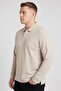 Men Regular Fit Embroidered Logo Long Sleeve Polo Shirt, Beige - 3
