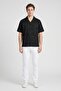 Men Regular Fit Textured Short Sleeve Casual Shirt, Black - 2