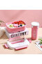 Bento Lunch Box Water Cup Set for Kids,1000ml Bento Lunch Box Set with 400ml Water Bottle, 4 Compartments Portions Lunchbox with Tableware and Sauce Containers Pink - 3