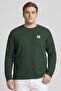 Jeans Men Crew Neck Textured Long Sleeve Sweatshirt, Green