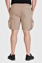 Men Solid Cargo Shorts, Stone - 4