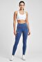 Women Tight Fit Training Leggings, Teal Blue - 2