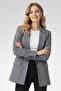 Women Regular Fit Micro Check Print Long Sleeve Blazer, Multicolor - 5