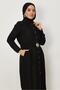 Belted Shirt Collar Linen Dress 46809 - 2