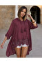 Premium Italian Design Hooded Asymmetrical Embroidered, Guipure Detailed Loose Fit Women's Tunic Blouse