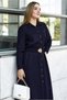 Belted Shirt Collar Linen Dress 46809 - 3