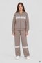 Brown Girls' Printed Sequined Cardigan Wide-Leg Hooded Tracksuit Set 24676
