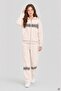 Cream Girls' Printed Sequined Cardigan Wide-Leg Hooded Tracksuit Set 24675 - 2