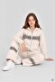 Cream Girls' Printed Sequined Cardigan Wide-Leg Hooded Tracksuit Set 24675 - 4