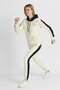 Women's Ecru Black Two-Thread Comfortable Hooded Striped Tracksuit Set - 77755 - 3