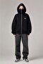 Unisex Spider Printed Zippered Oversize Hooded Sweatshirt - 5