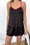Women's cherry print pajama set with shorts - black - 3300 - 2