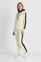 Women's Ecru Black Two-Thread Comfortable Hooded Striped Tracksuit Set - 77755 - 2