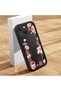 iPhone 13 Compatible Black Silicone Case Shockproof with Camera Protection Floral Pattern - 3